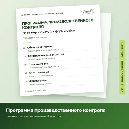 Пример структуры программы производственного контроля