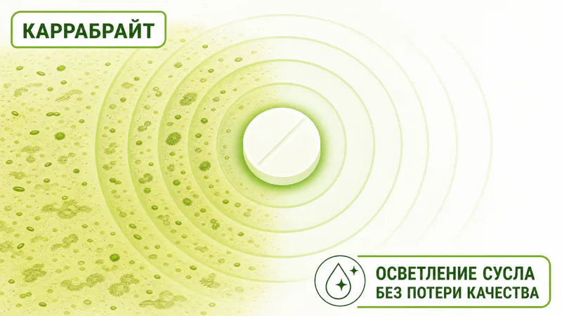 Как работает Каррабрайт: таблетка связывает белки и осветляет сусло оставляя прозрачную зону