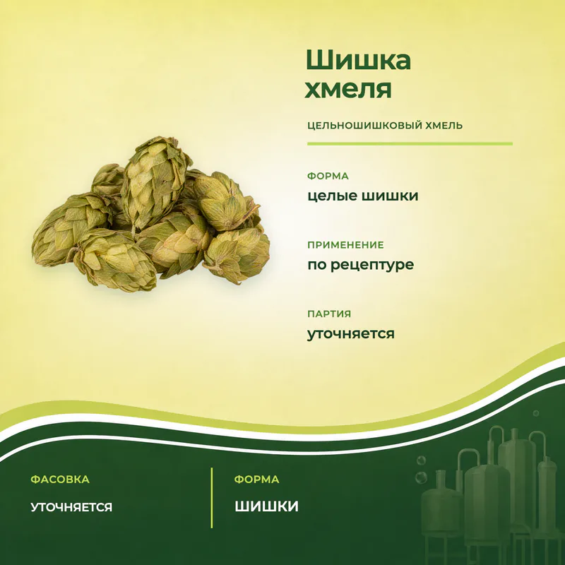 Цельные сушёные шишки хмеля без фольгированной упаковки